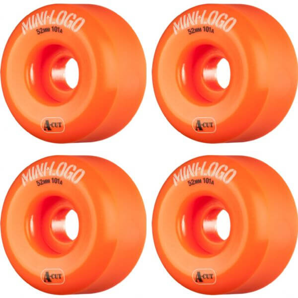 Mini Logo Skateboards A-Cut Orange Skateboard Wheels - 52mm 101a (Set of 4)