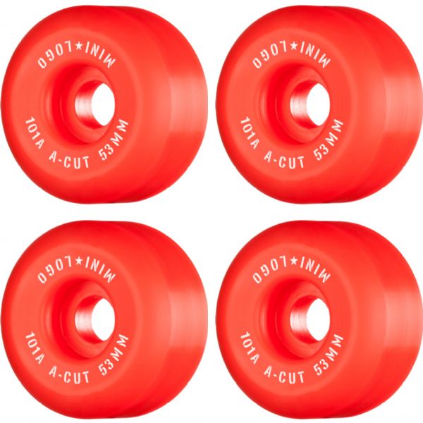 Mini Logo Skateboards A-Cut Red Skateboard Wheels - 53mm 101a (Set of 4)