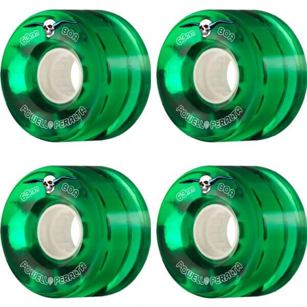 Powell Peralta Clear Cruiser Green Skateboard Wheels - 63mm 80a (Set of 4)