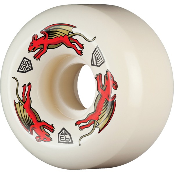 Powell Peralta Dragon Formula Nano Rat Red / White Skateboard Wheels 36mm CP - 56mm 93a (Set of 4)