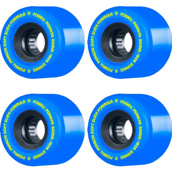 Powell Peralta Snakes Blue / Black with Yellow Skateboard Wheels - 66mm 82a (Set of 4)