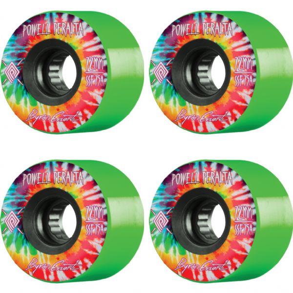 Powell Peralta Byron Essert Tie Dye Green Skateboard Wheels - 72mm 75a (Set of 4)