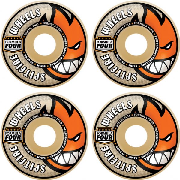 Spitfire Wheels Formula Four Radial Full Natural / Orange Skateboard Wheels - 60mm 99a (Set of 4) Spitfire Wheels Formula Four Radial Full Natural / Orange Skateboard Wheels - 60mm 99a (Set of 4)