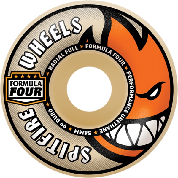 Spitfire Wheels Formula Four Radial Full Natural / Orange Skateboard Wheels - 60mm 99a (Set of 4) Spitfire Wheels Formula Four Radial Full Natural / Orange Skateboard Wheels - 60mm 99a (Set of 4)