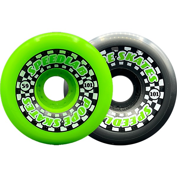 Speedlab Wheels Mini Speedsters Green / Black Split Skateboard Wheels - 59mm 101a (Set of 4) Speedlab Wheels Mini Speedsters Green / Black Split Skateboard Wheels - 59mm 101a (Set of 4)
