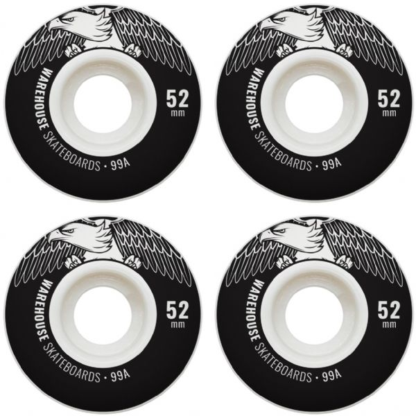 Warehouse Street Eagles Black Skateboard Wheels - Clearance Pricing - 52mm 99a (Set of 4)