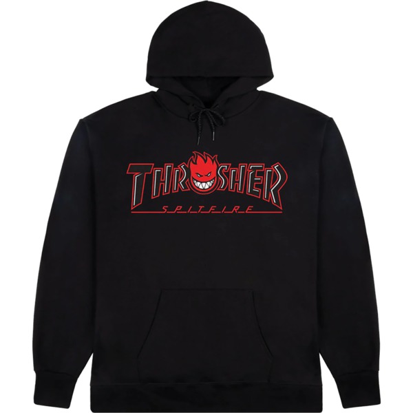 Thrasher Magazine Spitfire Bighead Outline Black Men's Hooded Sweatshirt - Large