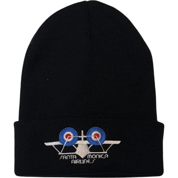 Santa Monica Airlines Skateboards Bi-Plane Black Beanie Hat - One size fits most Santa Monica Airlines Skateboards Bi-Plane Black Beanie Hat - One size fits most