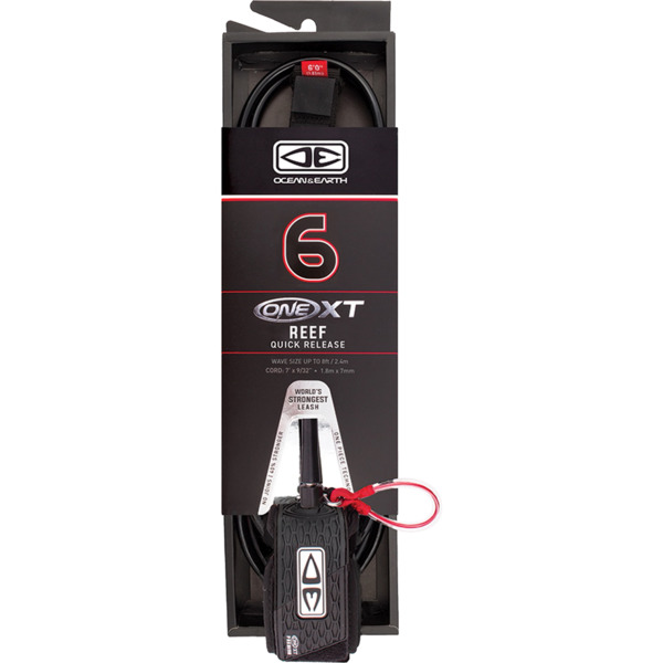Ocean & Earth One XT Big Wave Pin Release Black Surfboard Leash - 6'