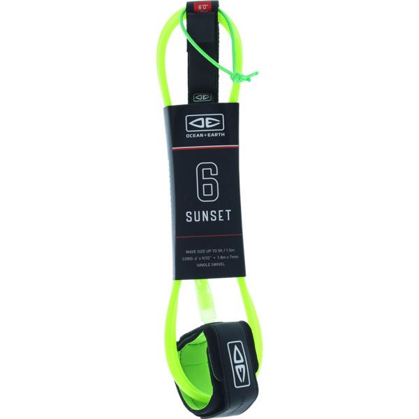 Ocean & Earth Moulded Sunset Lime Surfboard Leash - 6'